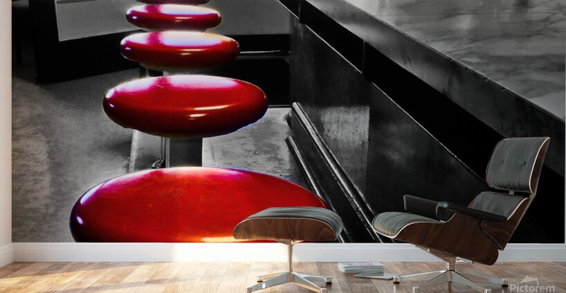 12x24 Blue Bird Stools Wall Murals